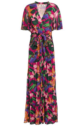 DIANE VON FURSTENBERG Alison wrap-effect floral-print tulle maxi dress
