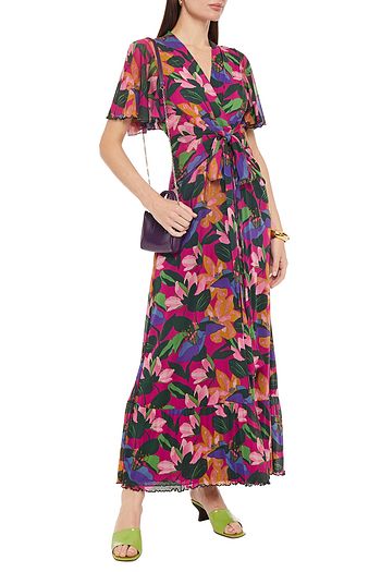 DIANE VON FURSTENBERG Alison wrap-effect floral-print tulle maxi dress