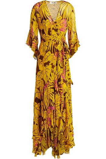 DIANE VON FURSTENBERG Jean ruffled floral-print chiffon midi wrap dress