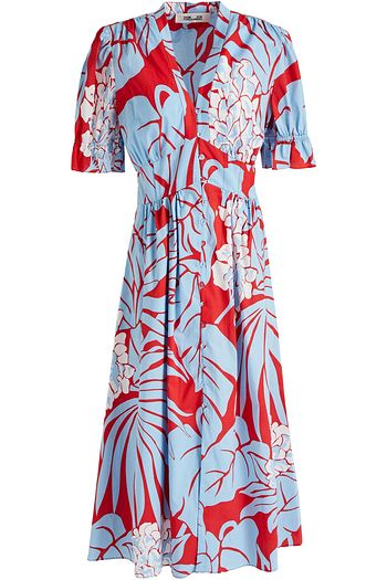 DIANE VON FURSTENBERG Erica gathered printed cotton-poplin midi dress