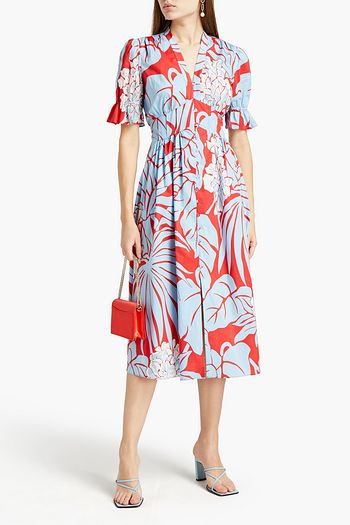 DIANE VON FURSTENBERG Erica gathered printed cotton-poplin midi dress