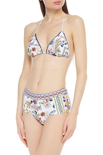 TORY BURCH Meadow Folly hoch sitzendes Bikini-Höschen mit Print