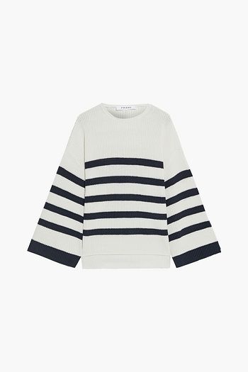 FRAME Mariner Swingy ribbed striped cotton sweater