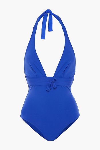 ERES Mikado Oolongcha tasseled halterneck swimsuit