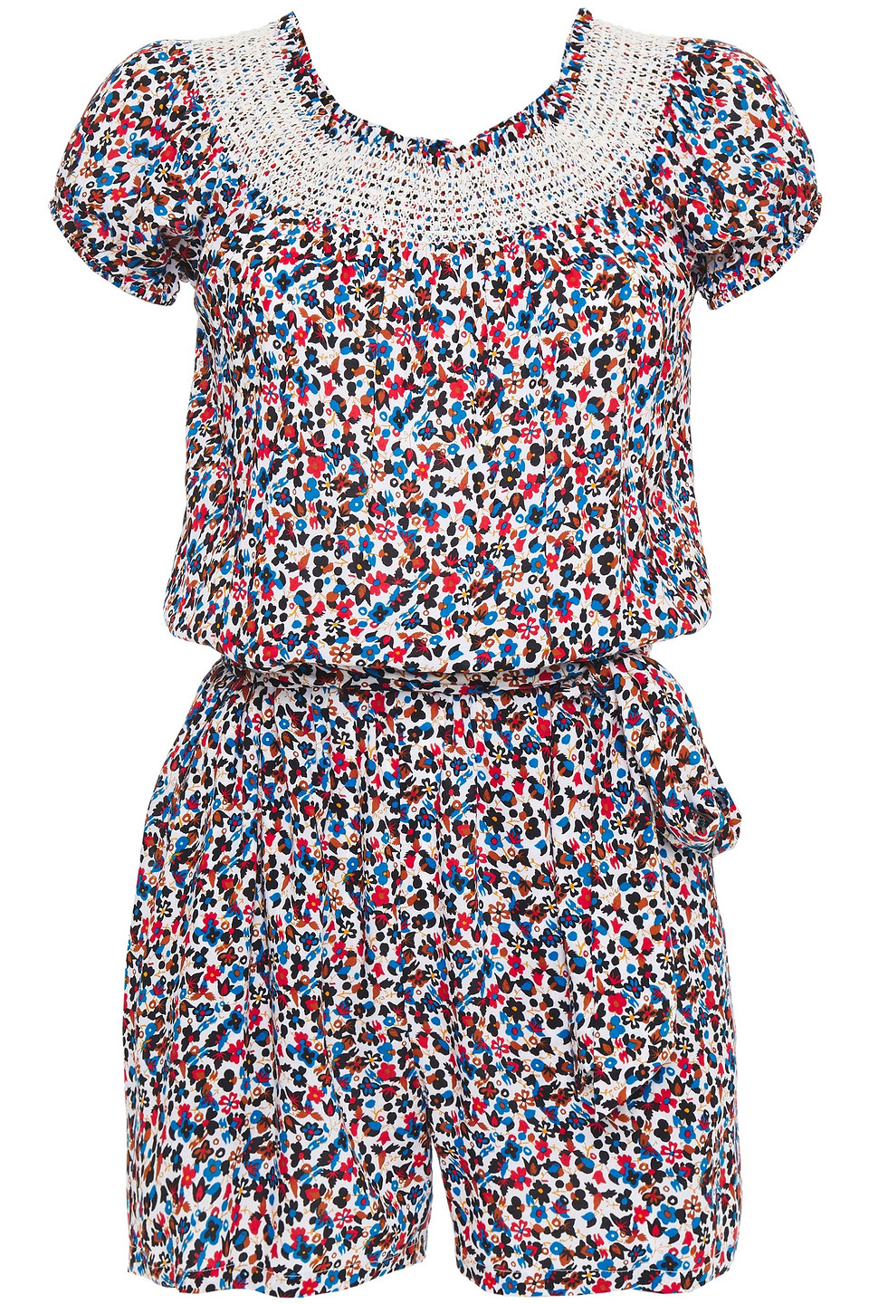 Woman Wildflower Smocked Floral-print Twill Playsuit