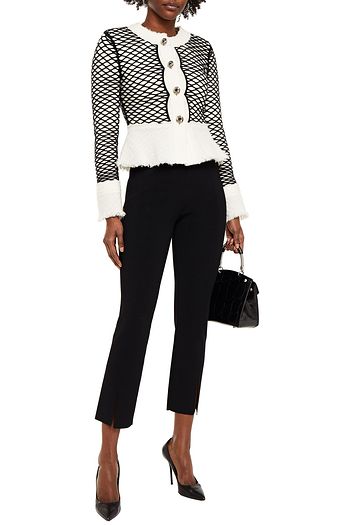 ALEXANDER WANG Cropped layered metallic tweed and fishnet jacket