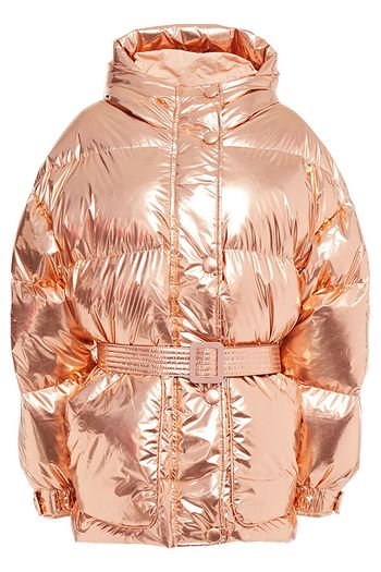 IENKI IENKI Michlin belted metallic quilted shell hooded down jacket