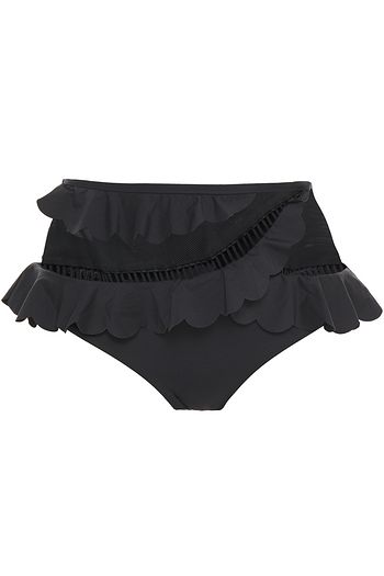 ZIMMERMANN Edie mesh-paneled ruffled high-rise bikini briefs