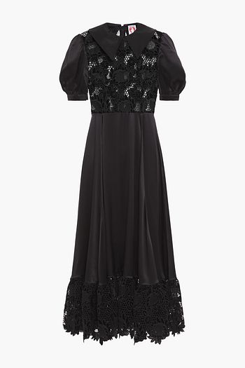 SHRIMPS Morpheus guipure lace and silk-satin midi dress