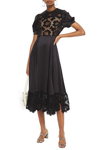 SHRIMPS Morpheus guipure lace and silk-satin midi dress