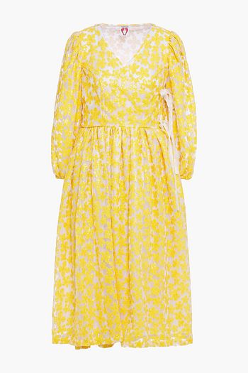 SHRIMPS Titania sequined fishnet wrap midi dress