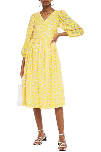 SHRIMPS Titania sequined fishnet wrap midi dress