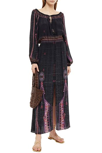 CAMILLA Crystal-embellished printed silk crepe de chine maxi dress