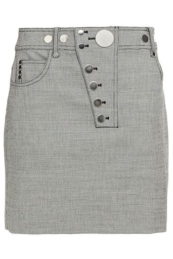 ALEXANDER WANG Button-embellished houndstooth woven mini skirt