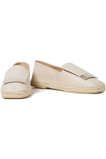 SERGIO ROSSI Embellished leather espadrilles