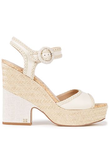 SAM EDELMAN Lillie braid-trimmed leather platform sandals