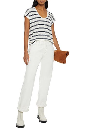 FRAME Striped slub linen-jersey T-shirt