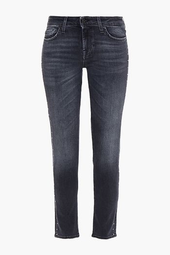 7 FOR ALL MANKIND Pyper cropped crystal-embellished low-rise slim-leg jeans