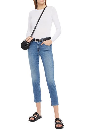 7 FOR ALL MANKIND Roxanne cropped distressed low-rise slim-leg jeans