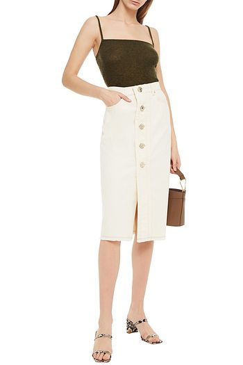 7 FOR ALL MANKIND Frayed denim skirt