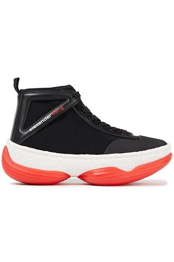 ALEXANDER WANG A1 leather-trimmed mesh high-top sneakers