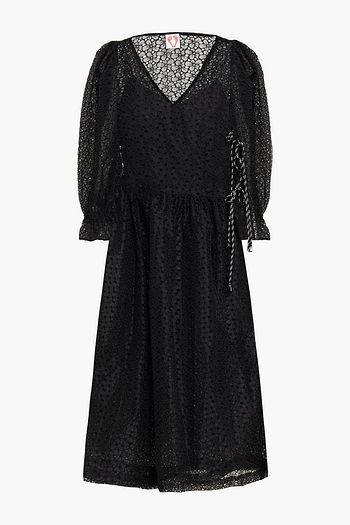 SHRIMPS Trinity gathered broderie anglaise wrap dress