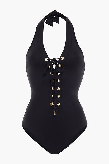 MELISSA ODABASH Puerto Rico lace-up halterneck swimsuit