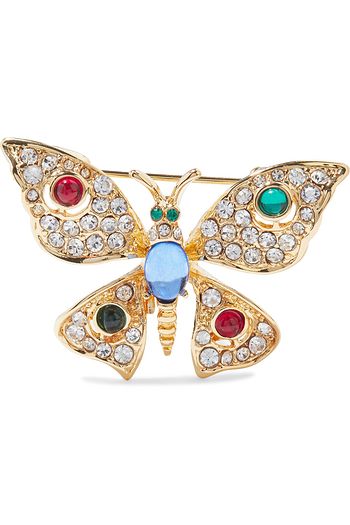 KENNETH JAY LANE Gold-tone, crystal and resin brooch