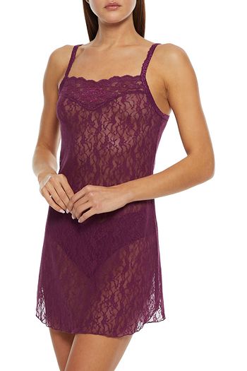 HANKY PANKY American Beauty Rose metallic-trimmed stretch-lace chemise