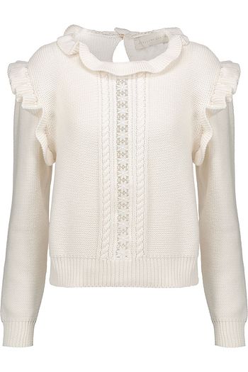 STELLA MCCARTNEY Pullover aus Baumwolle mit Rüschen und Spitzeneinsätzen
