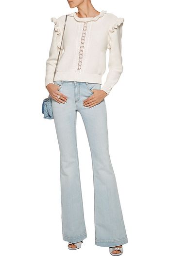 STELLA MCCARTNEY Pullover aus Baumwolle mit Rüschen und Spitzeneinsätzen