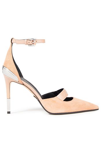 BALMAIN Pumps aus geprägtem Veloursleder mit Lederbesatz