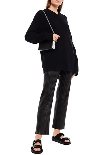 HELMUT LANG Cutout ribbed wool and cashmere-blend sweater