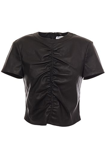 ALEXANDERWANG.T Cropped ruched stretch-leather top