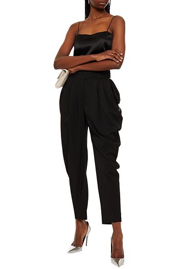 ALEXANDRE VAUTHIER Draped pleated satin-twill tapered pants