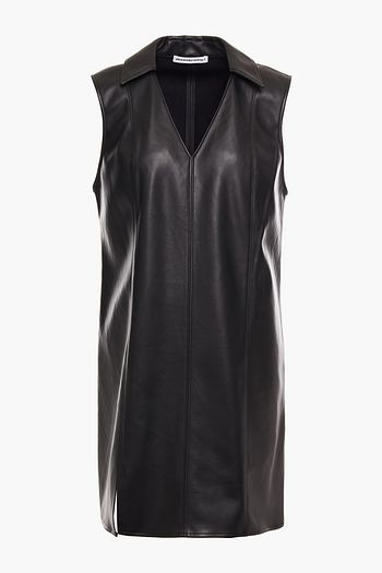 ALEXANDERWANG.T Tulle-paneled faux leather mini dress