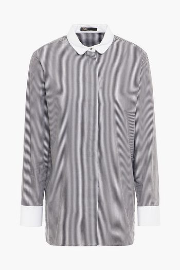 MAJE Carline striped cotton-poplin shirt