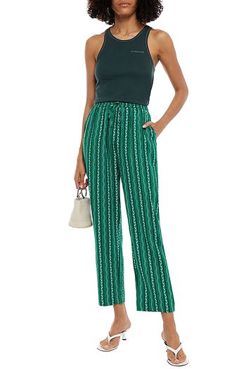 AMERICAN VINTAGE Epifun printed cotton and linen-blend straight-leg pants