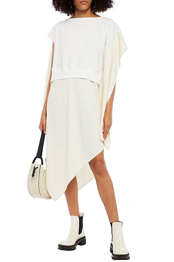 MM6 MAISON MARGIELA Asymmetrisches Kleid aus Crêpe de Chine und Baumwollfrottee mit Drapierung