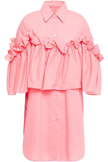 MM6 MAISON MARGIELA Wandelbares Hemdkleid aus Baumwollpopeline in Minilänge mit Rüschen