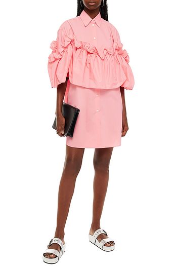MM6 MAISON MARGIELA Wandelbares Hemdkleid aus Baumwollpopeline in Minilänge mit Rüschen