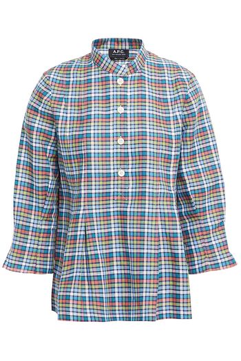 A.P.C. Gingham linen and cotton-blend blouse