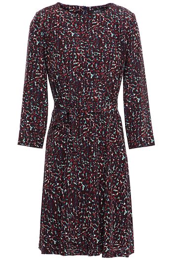 A.P.C. Pintucked gathered floral-print silk-crepe dress