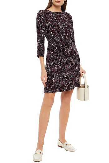 A.P.C. Pintucked gathered floral-print silk-crepe dress
