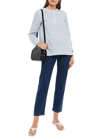 A.P.C. Striped cotton and silk-blend blouse