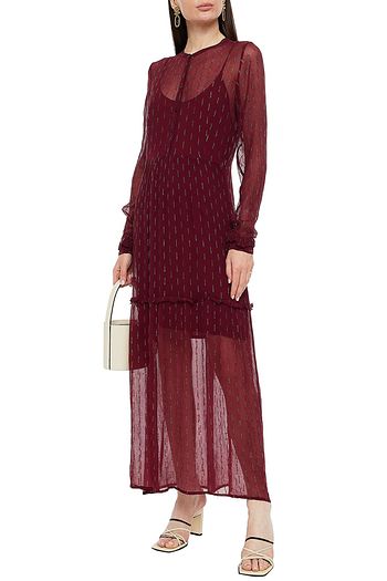CECILIE COPENHAGEN Suzie gathered metallic jacquard maxi dress