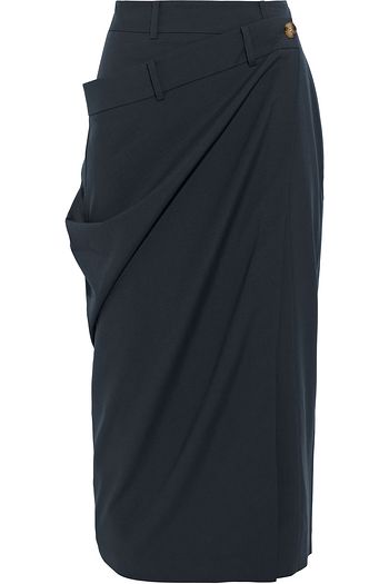 REJINA PYO Simone wrap-effect draped cady midi skirt