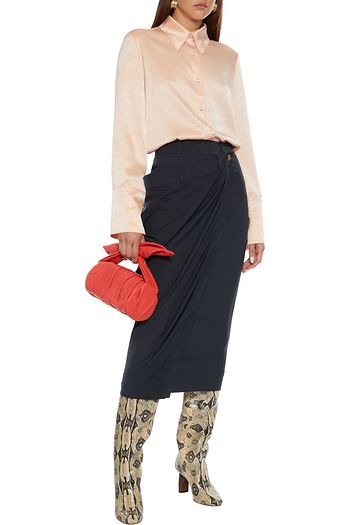 REJINA PYO Simone wrap-effect draped cady midi skirt