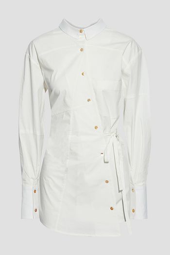 REJINA PYO Tatiana wrap-effect cotton-blend poplin shirt