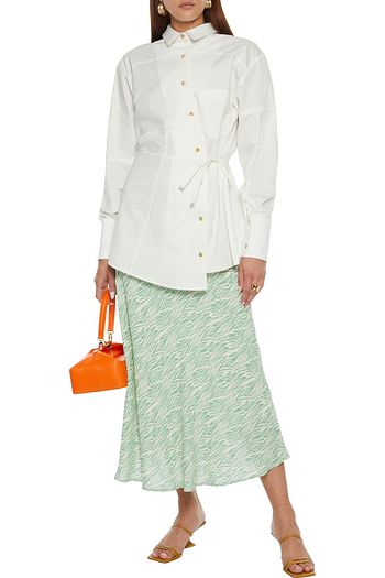 REJINA PYO Tatiana wrap-effect cotton-blend poplin shirt